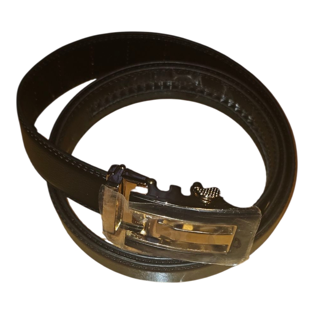 Sleek Black Leather Belt with Silver Buckle